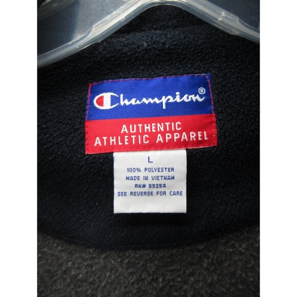 VINTAGE Champion Sweater Large Jacket Fleece Pullover 1/4 Zip Logo Y2K - Picture 12 of 13